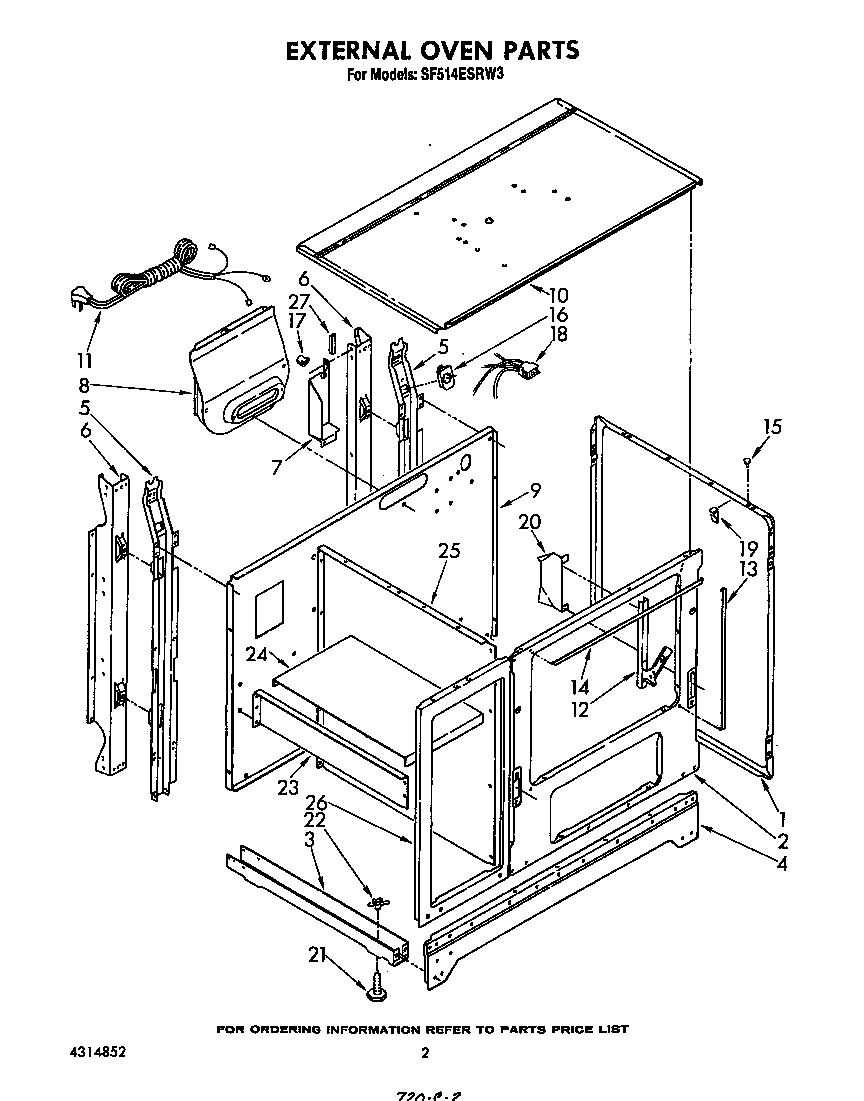 Whirlpool SF514ESRW3 external oven diagram