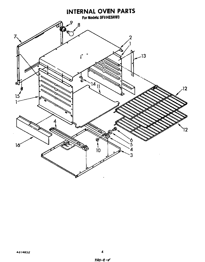 Whirlpool SF514ESRW3 internal oven diagram