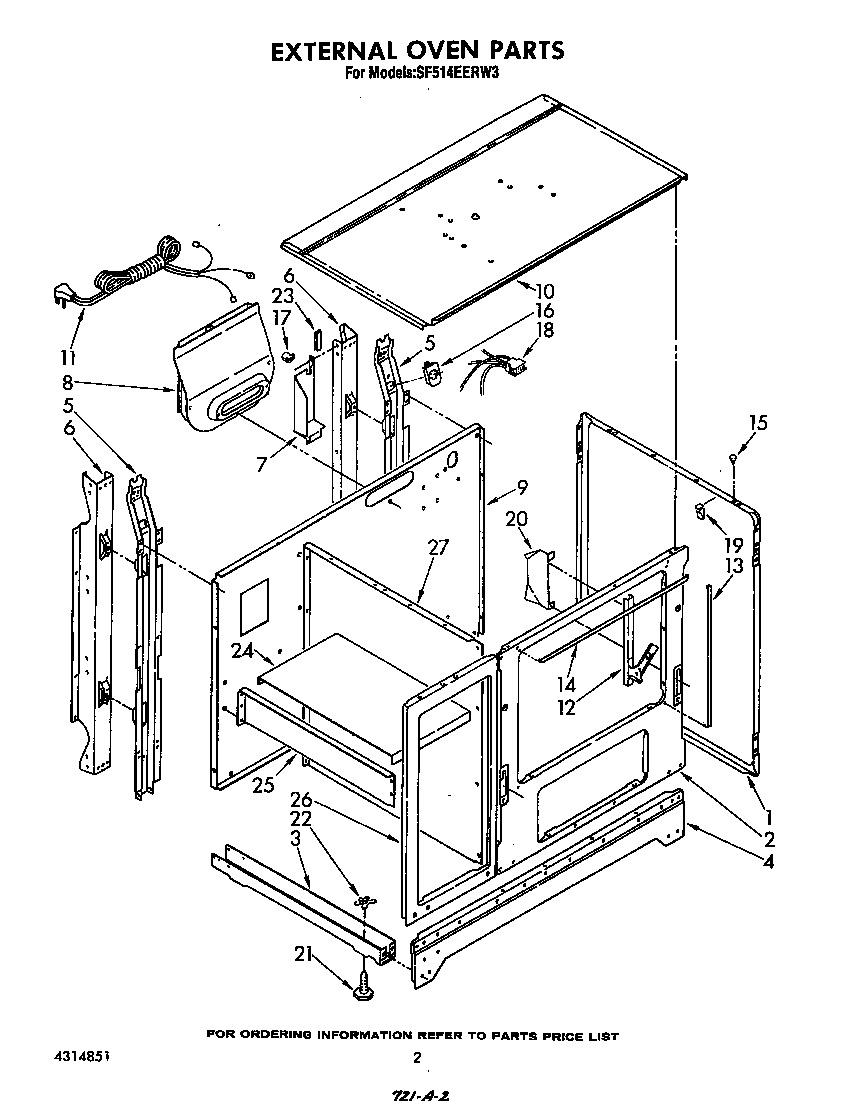 Whirlpool SF514EERW3 external oven diagram