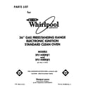 Whirlpool SF5140ERW2 front cover diagram