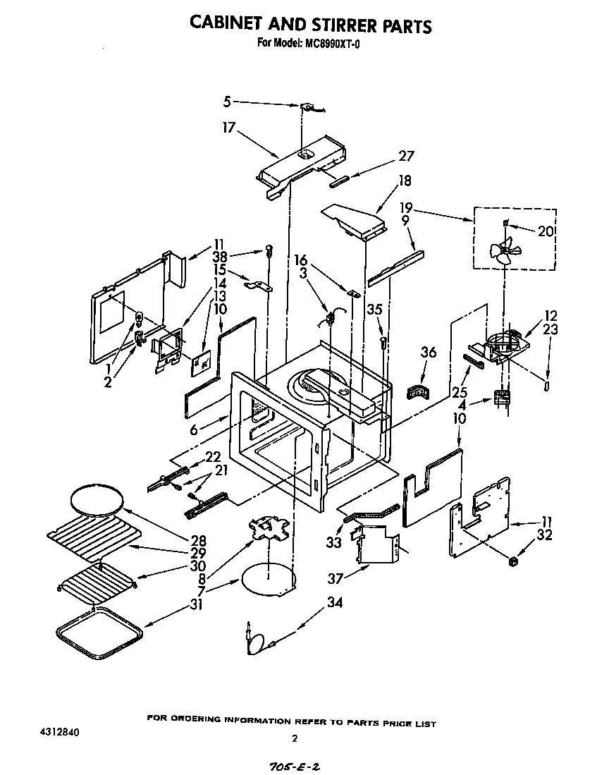 Whirlpool MC8990XT0 cabinet and stirrer diagram