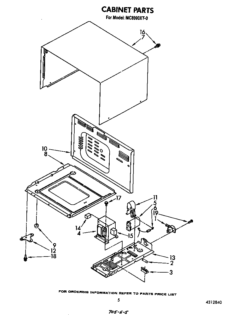 Whirlpool MC8990XT0 cabinet diagram