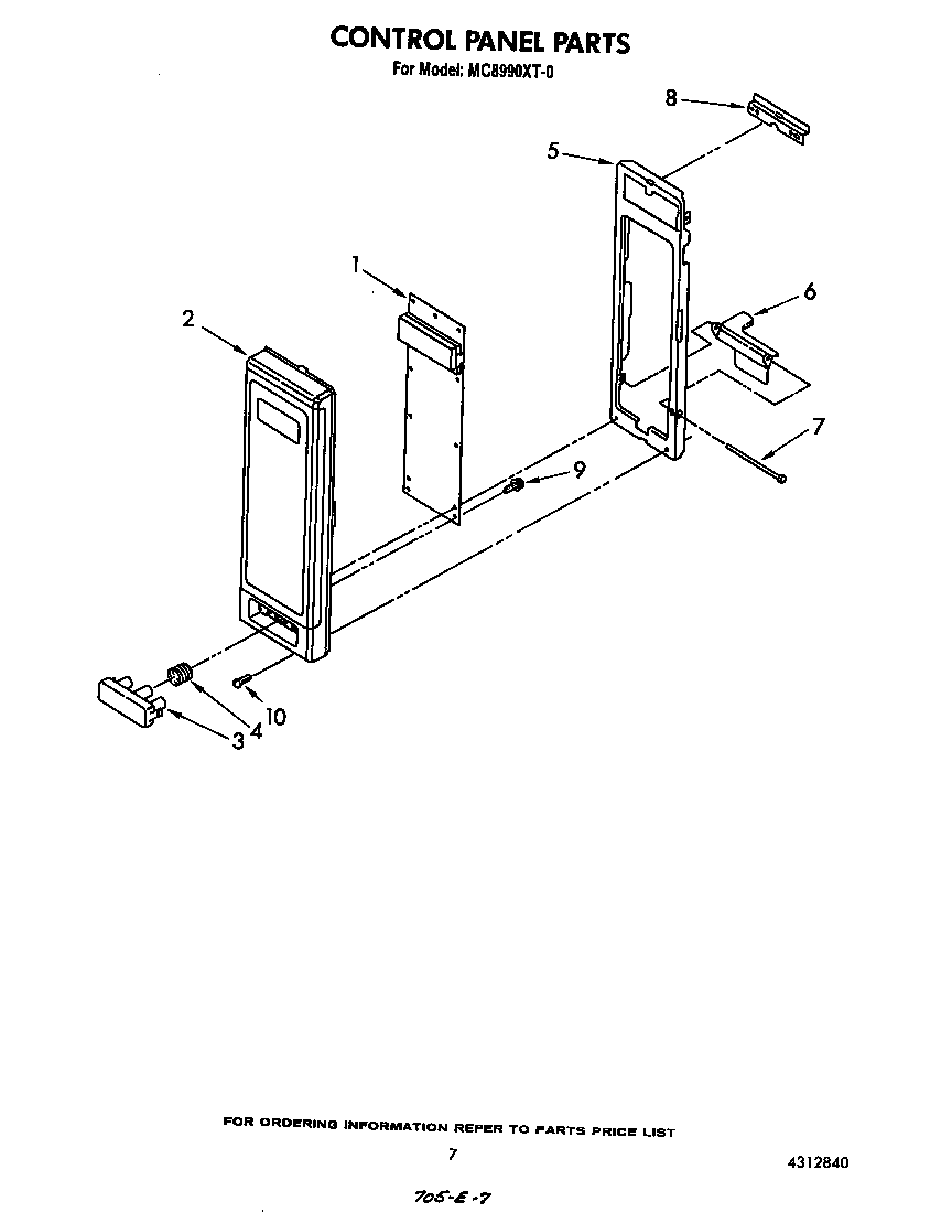 Whirlpool MC8990XT0 control panel diagram