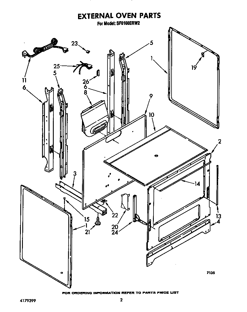 Whirlpool SF0100ERW2 external oven diagram