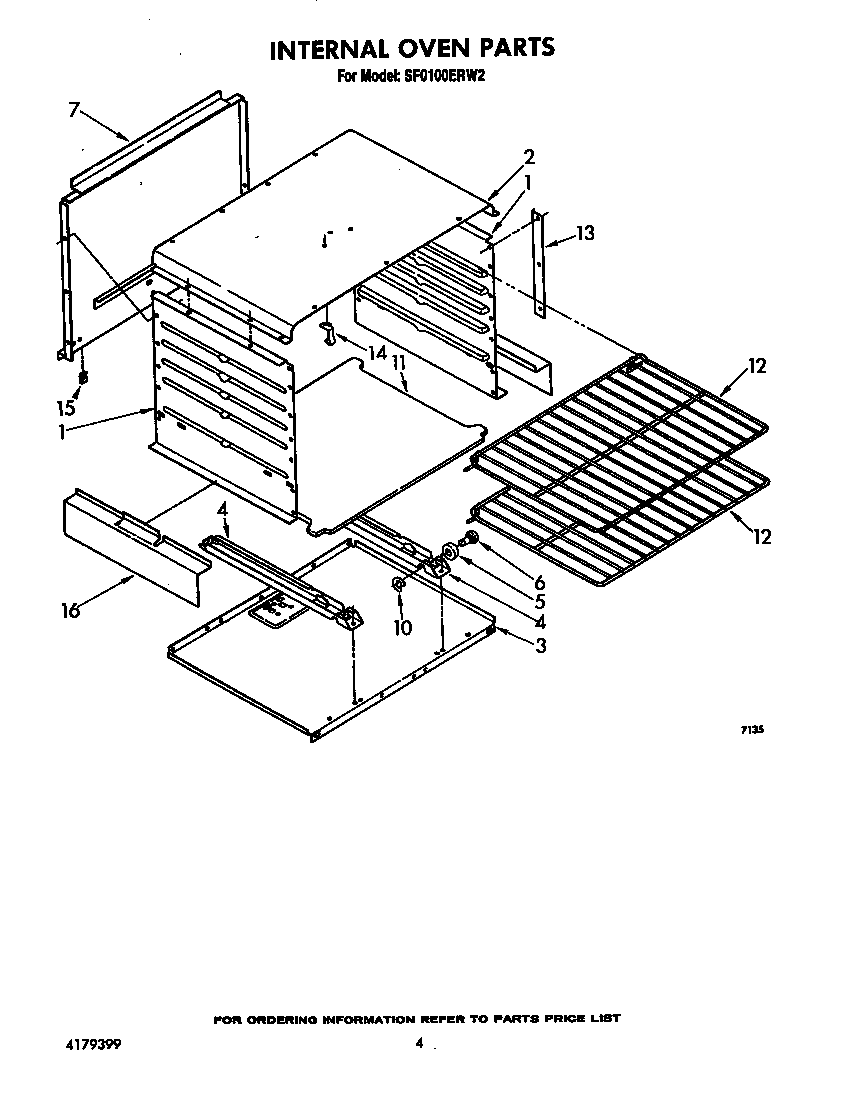 Whirlpool SF0100ERW2 internal oven diagram