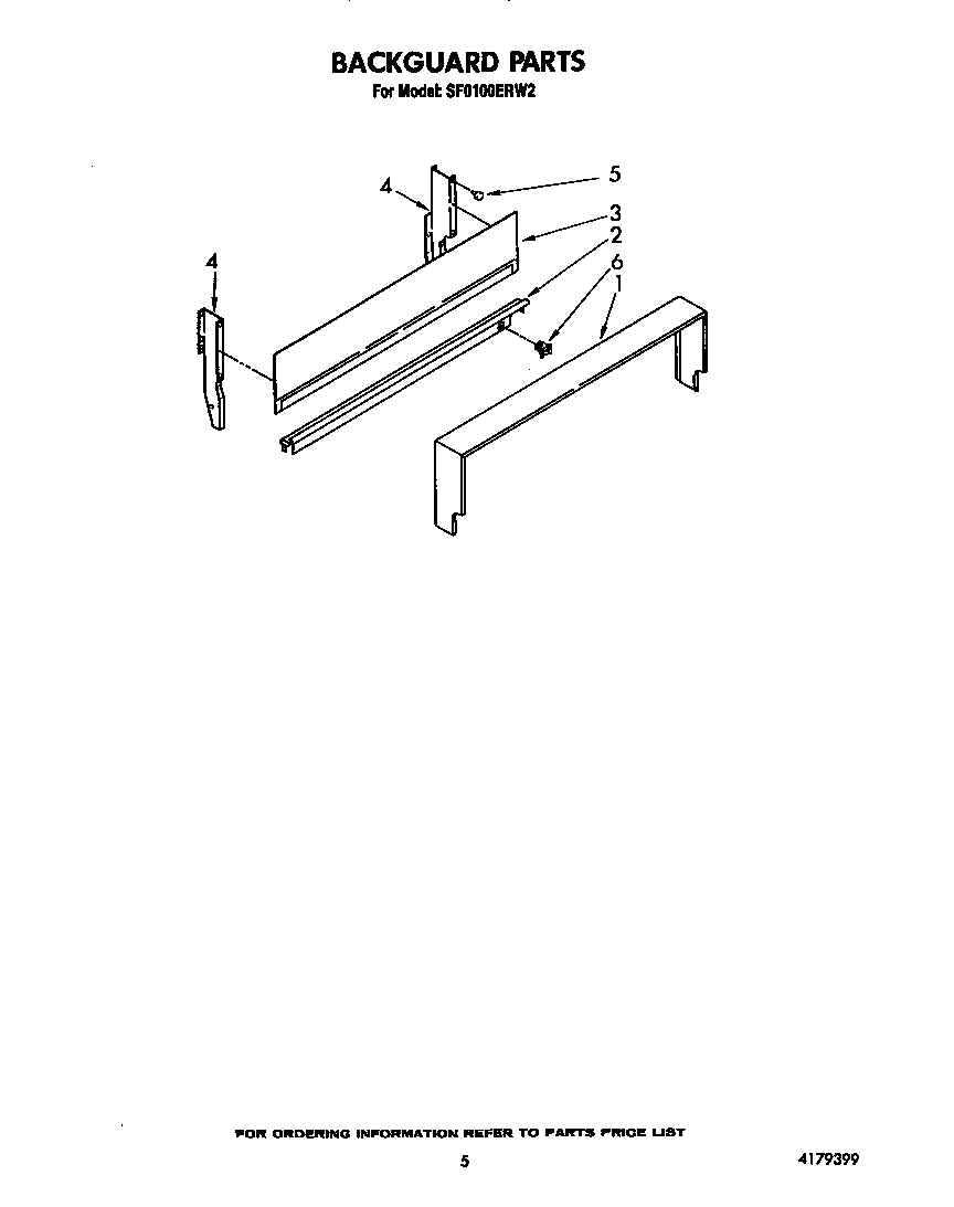 Whirlpool SF0100ERW2 backguard diagram