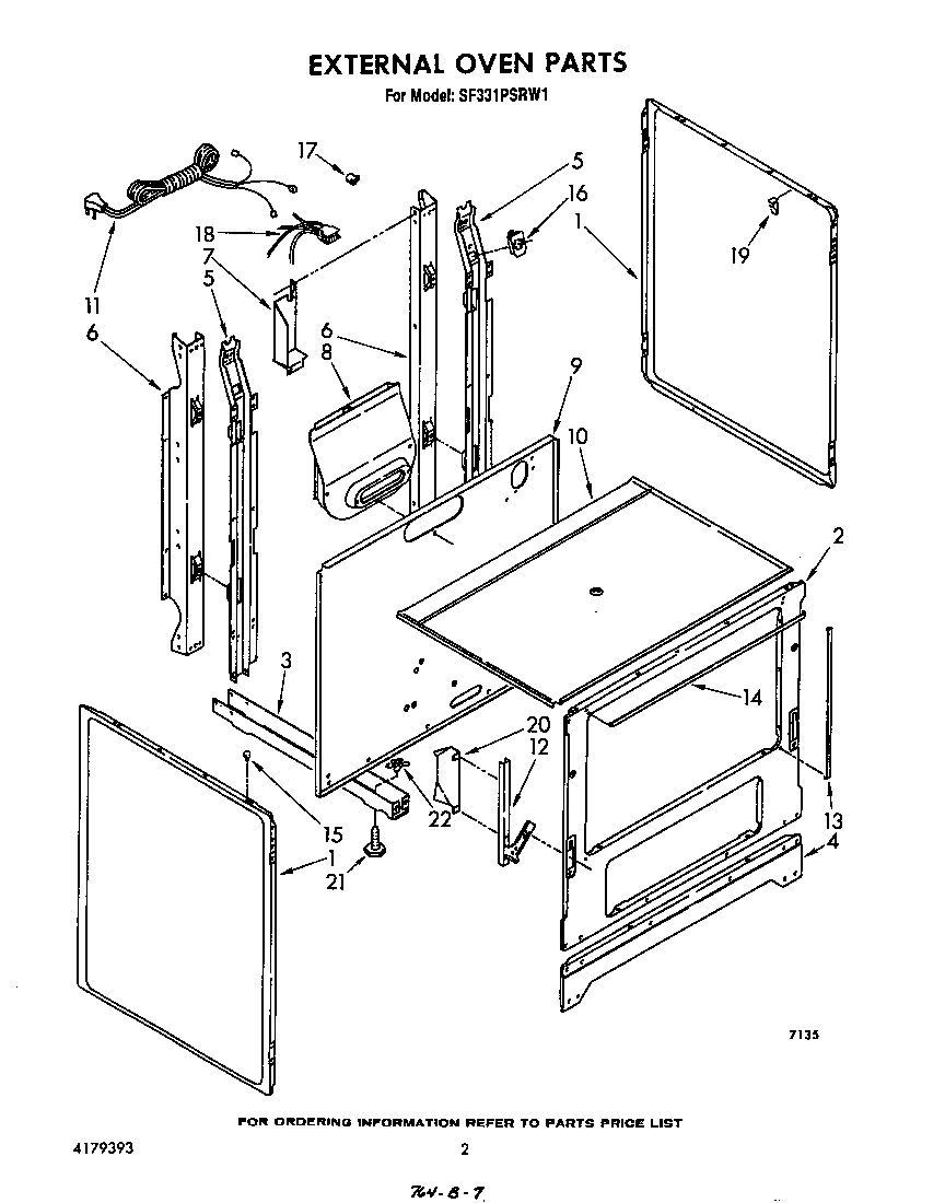 Whirlpool SF331PSRW1 external oven diagram