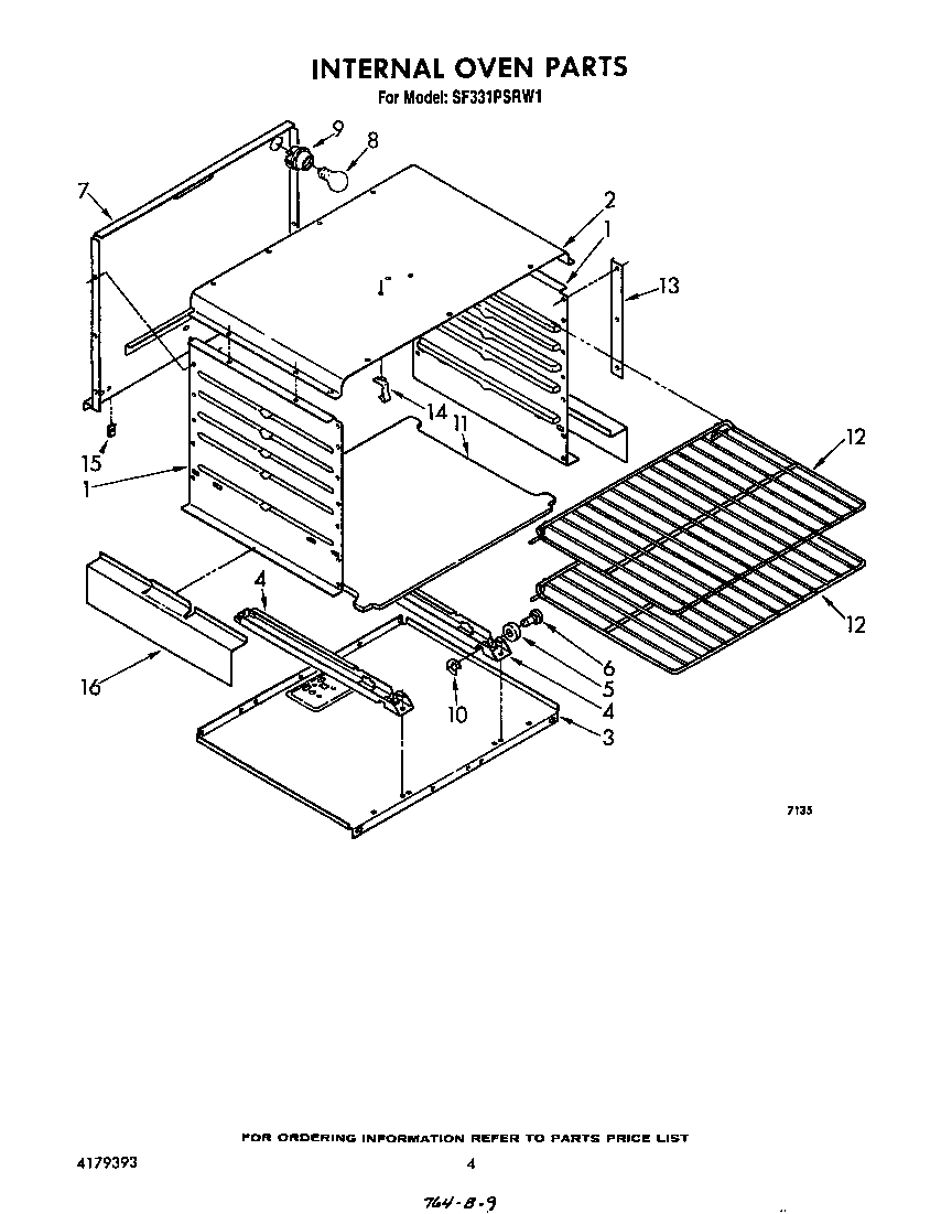 Whirlpool SF331PSRW1 internal oven diagram