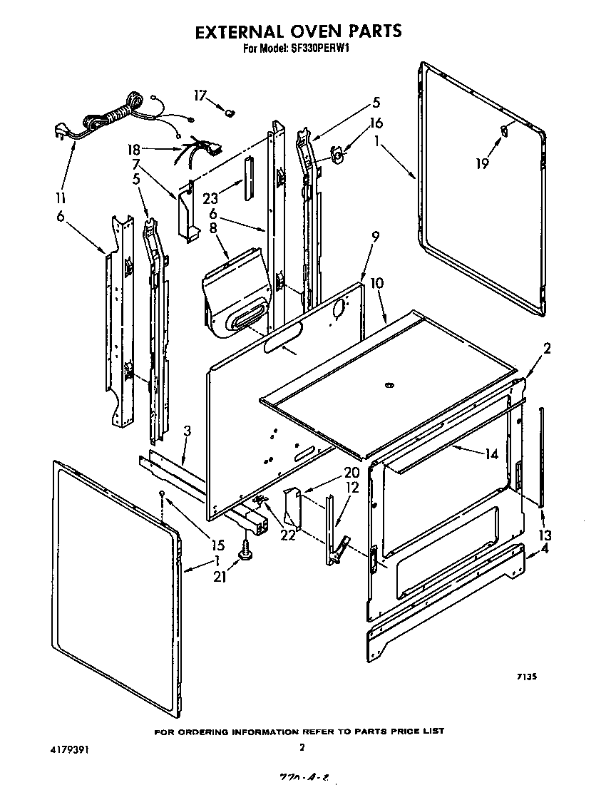 Whirlpool SF330PERW1 external oven diagram
