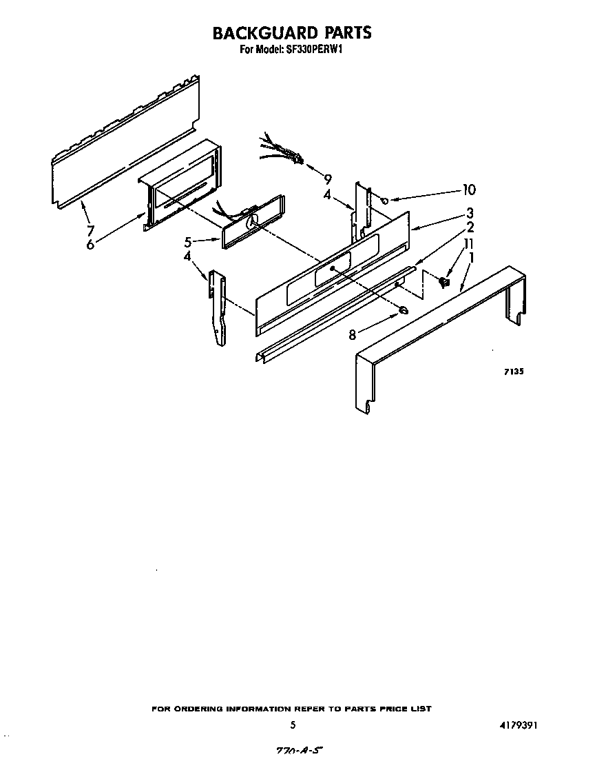Whirlpool SF330PERW1 backguard diagram