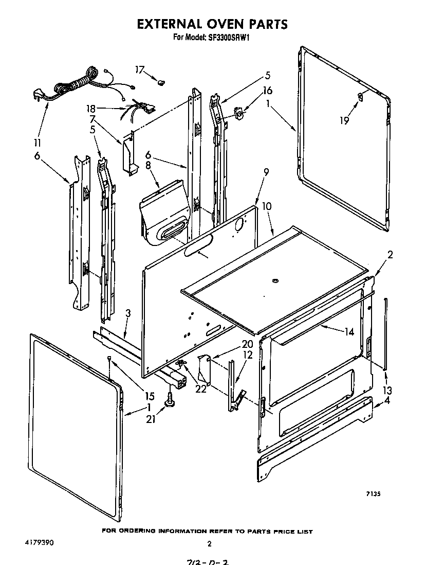 Whirlpool SF3300SRW1 external oven diagram
