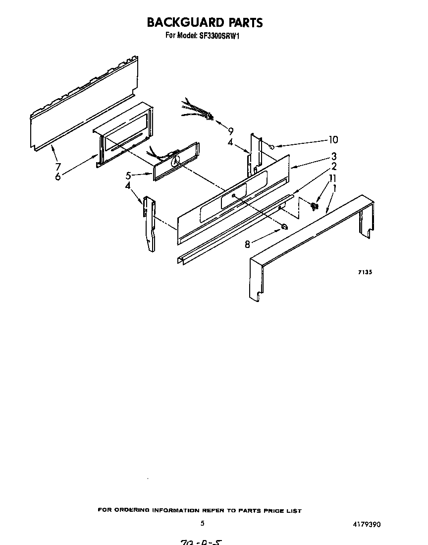 Whirlpool SF3300SRW1 backguard diagram