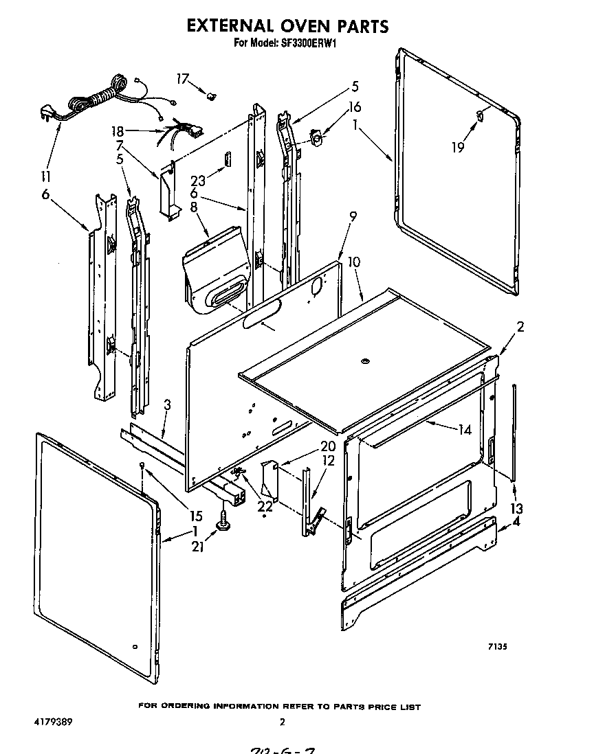Whirlpool SF3300ERW1 external oven diagram