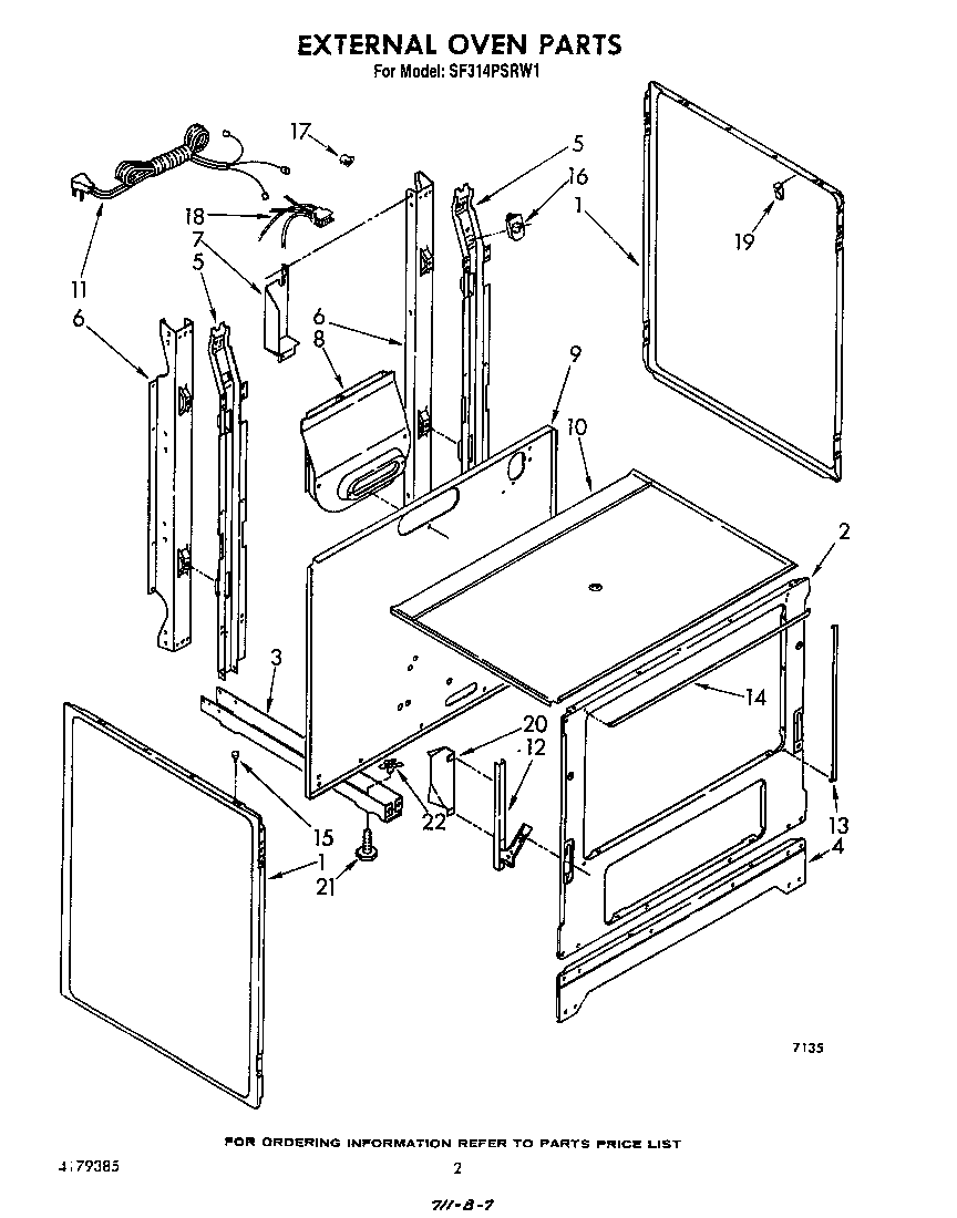 Whirlpool SF314PSRW1 external oven diagram
