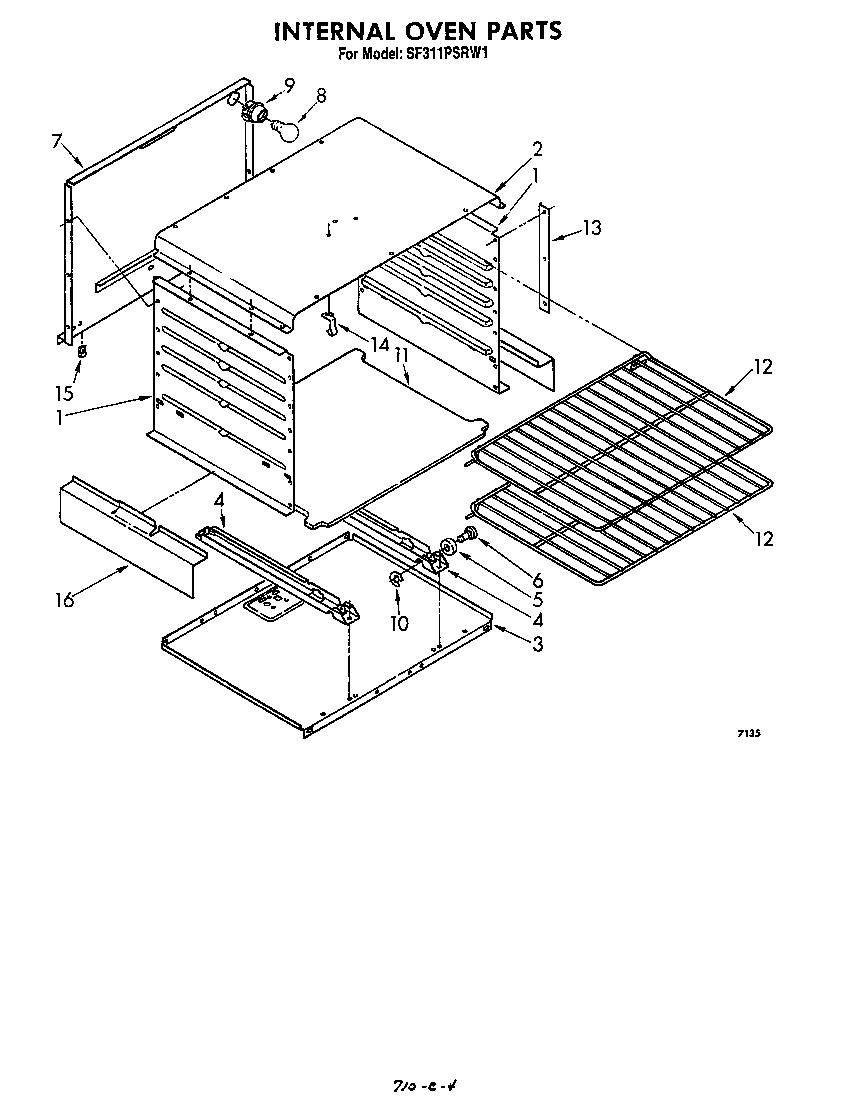 Whirlpool SF311PSRW1 internal oven diagram