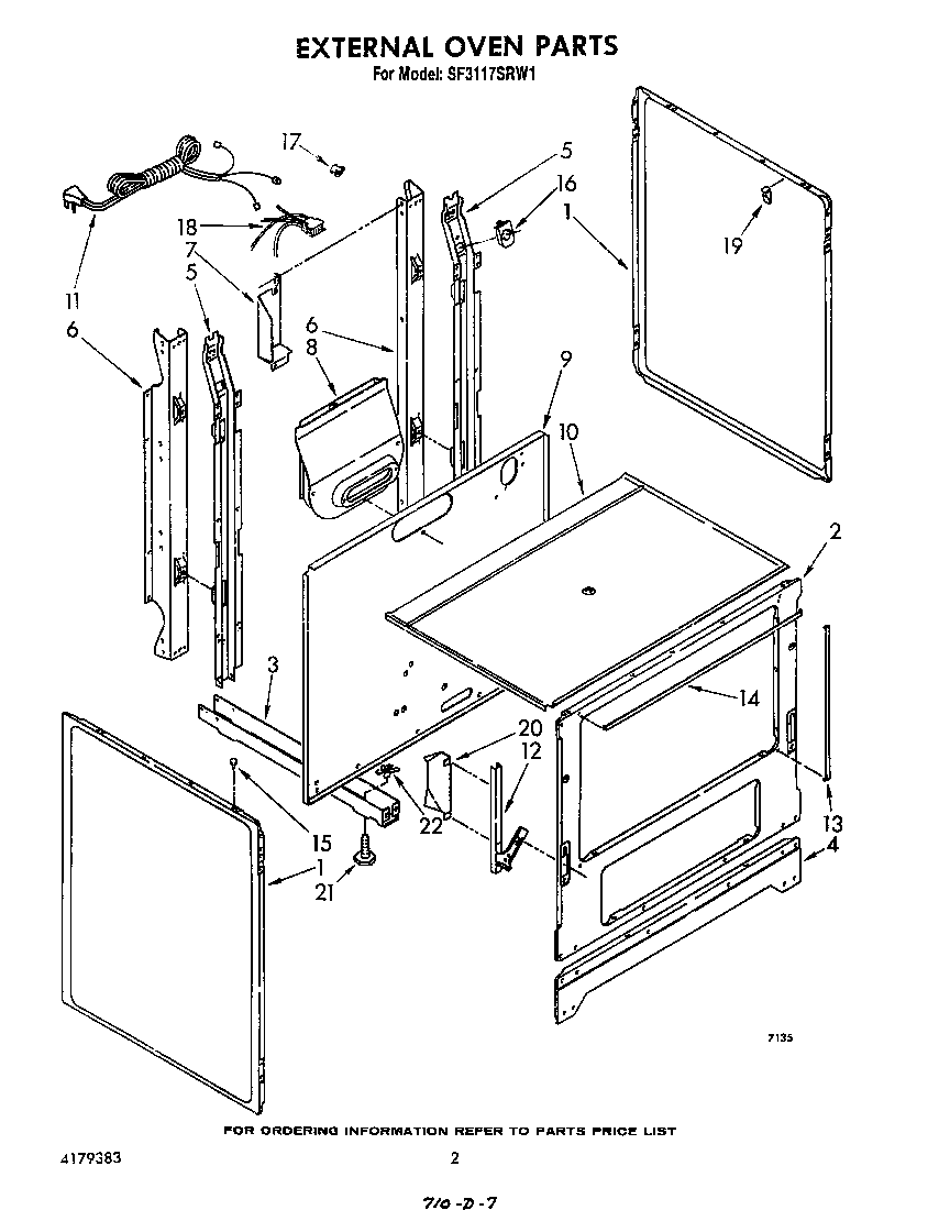 Whirlpool SF3117SRW1 external oven diagram