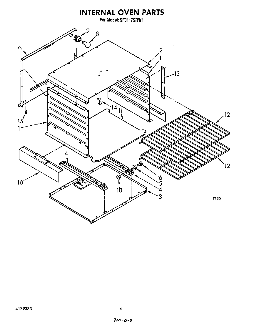 Whirlpool SF3117SRW1 internal oven diagram