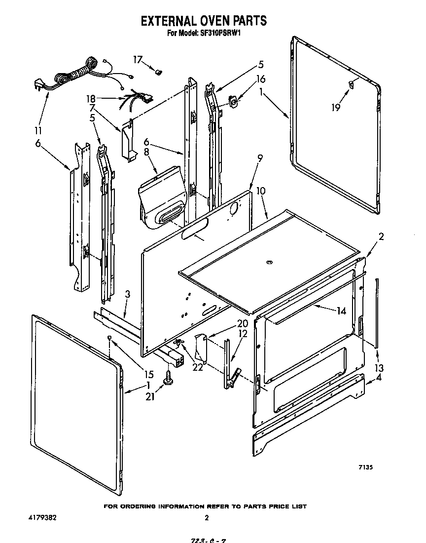 Whirlpool SF310PSRW1 external oven diagram