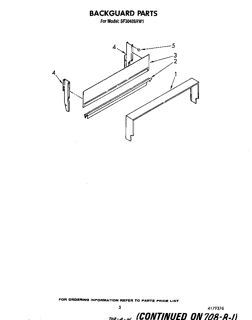 Whirlpool SF3040SRW1 backguard diagram