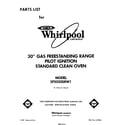 Whirlpool SF3020SRW1 front cover diagram
