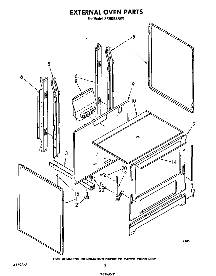 Whirlpool SF3004SRW1 external oven diagram