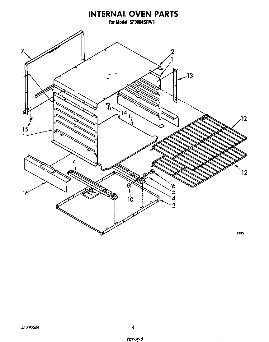 Whirlpool SF3004SRW1 internal oven diagram