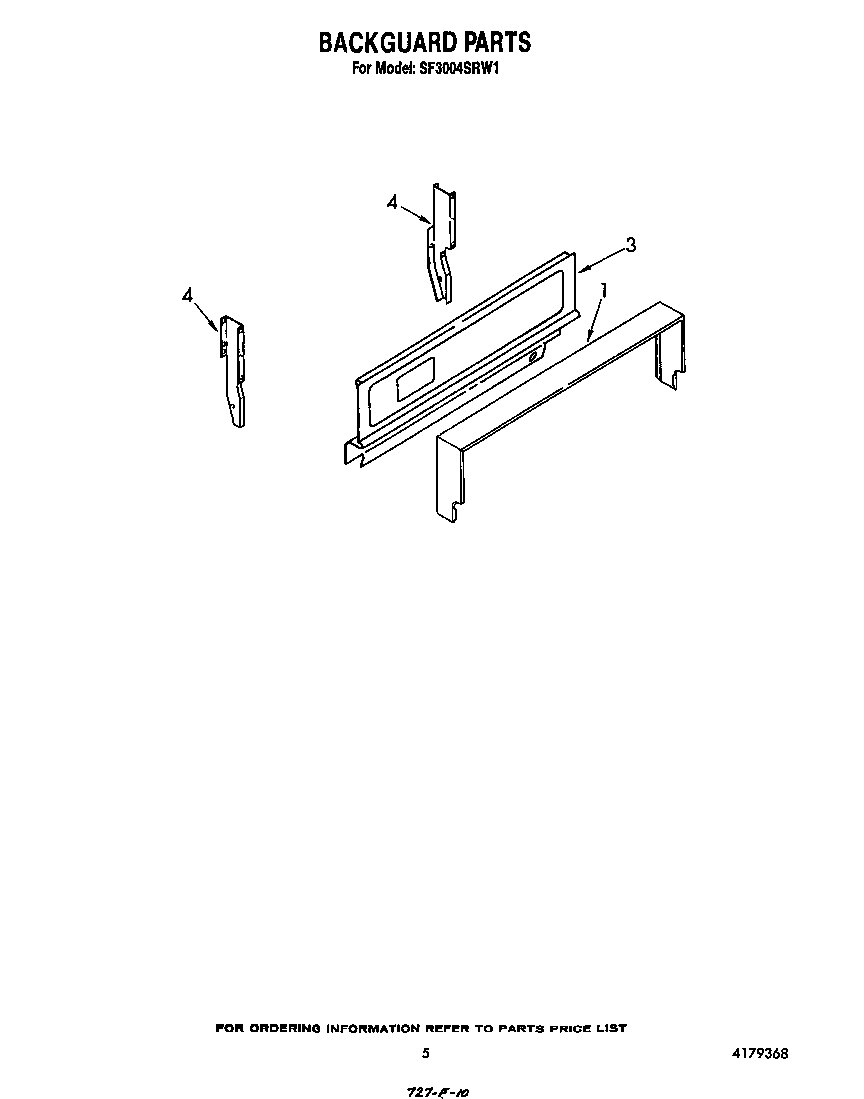 Whirlpool SF3004SRW1 backguard diagram