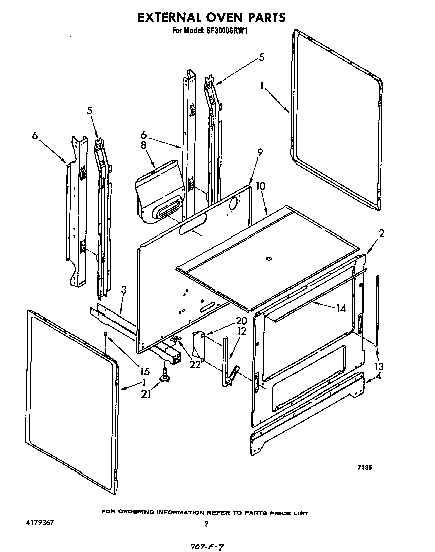 Whirlpool SF3000SRW1 external oven diagram