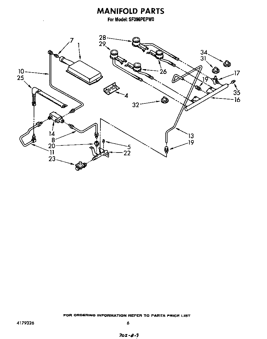 Whirlpool SF396PEPW0 manifold diagram