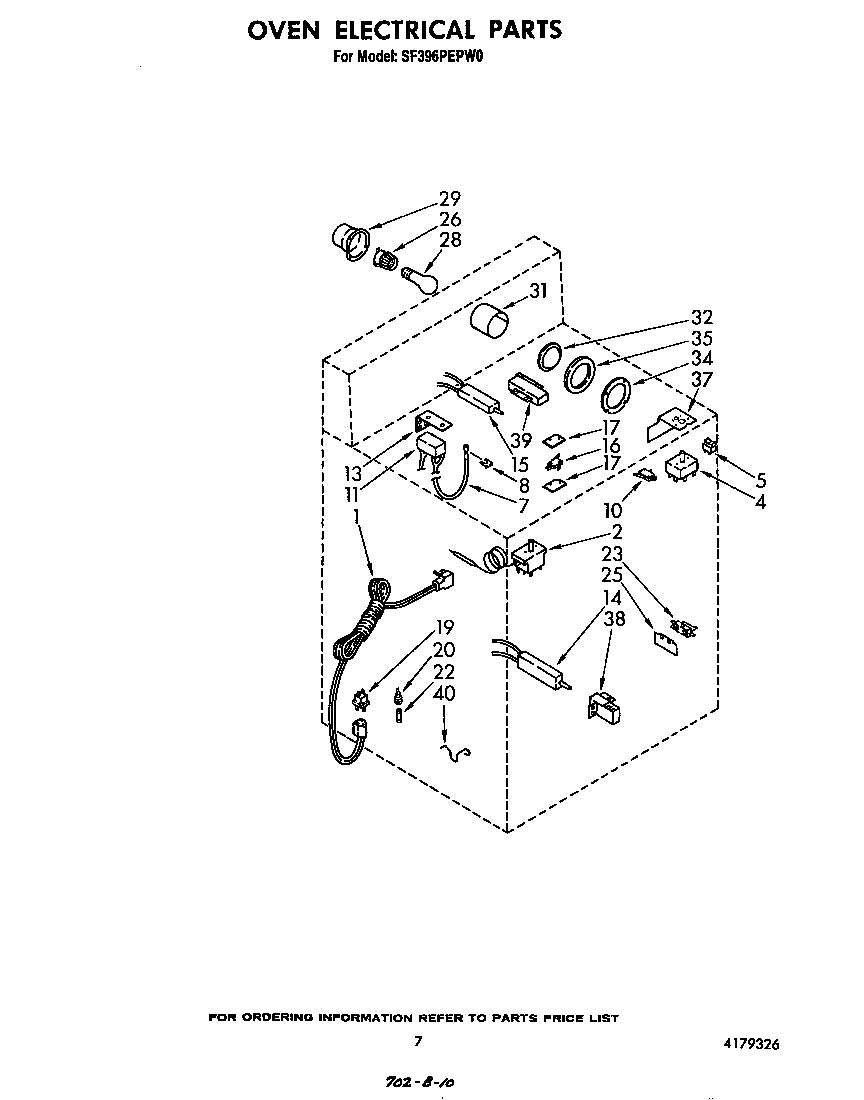 Whirlpool SF396PEPW0 oven electrical diagram
