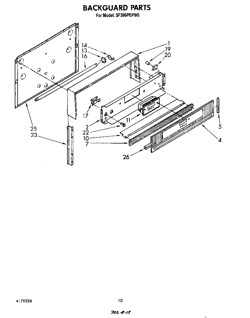 Whirlpool SF396PEPW0 backguard diagram