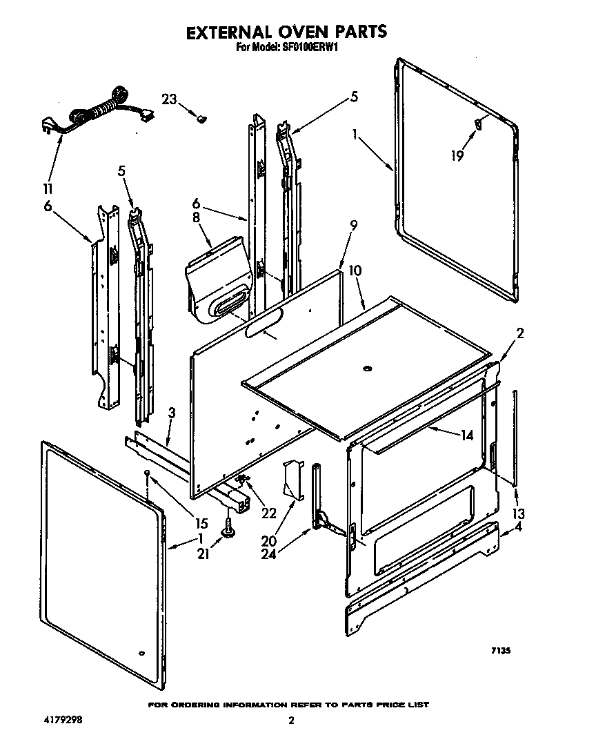 Whirlpool SF0100ERW1 external oven diagram