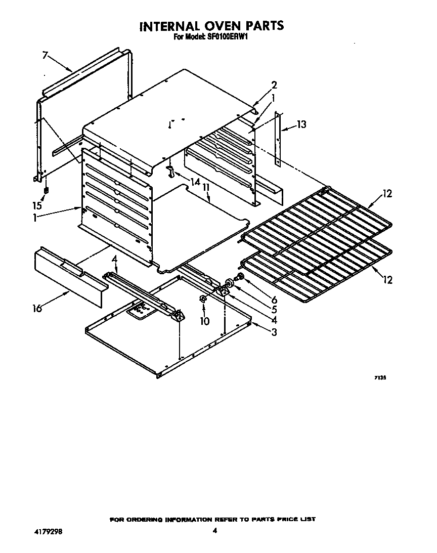 Whirlpool SF0100ERW1 internal oven diagram