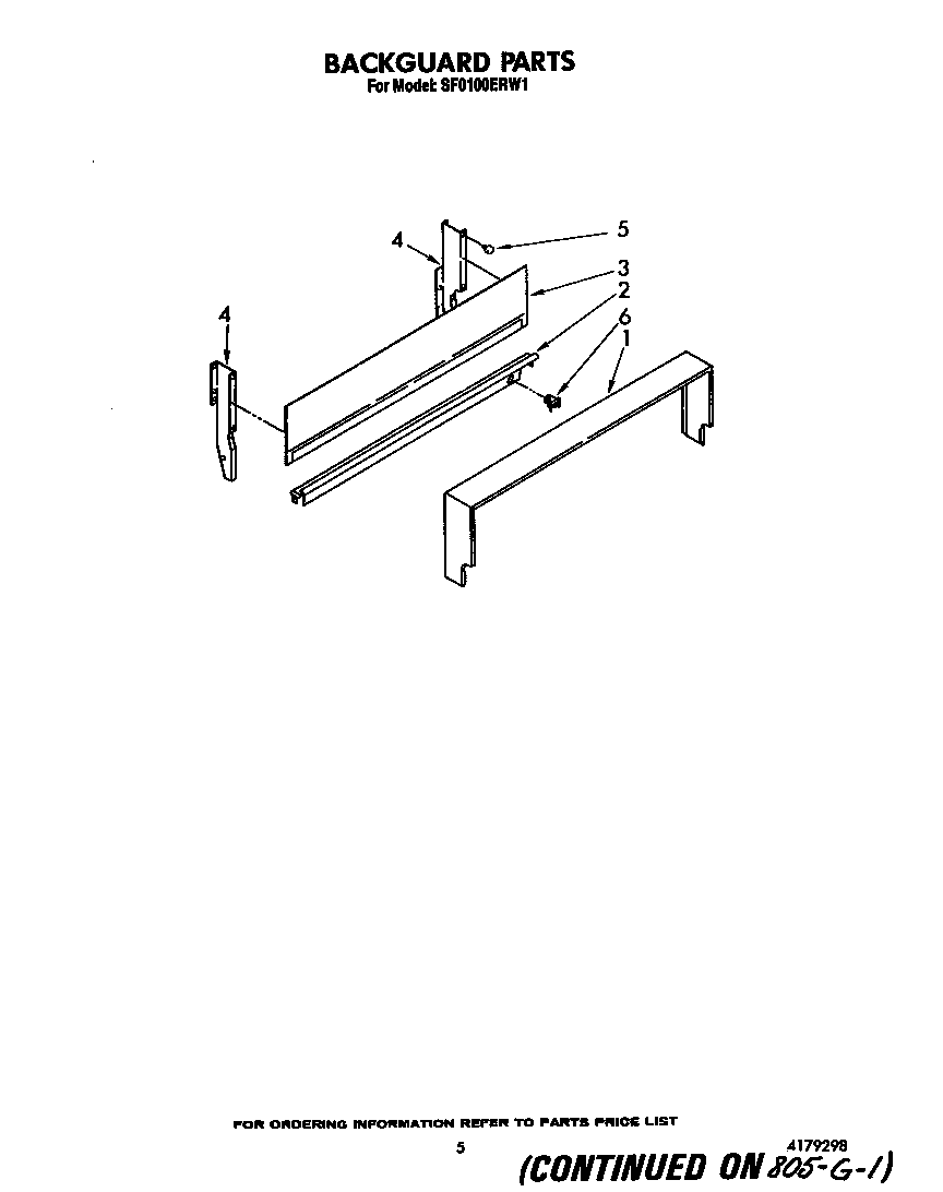 Whirlpool SF0100ERW1 backguard diagram