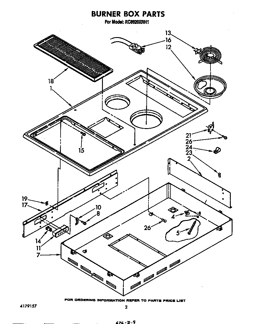 Whirlpool RC8920XRH1 burner box diagram