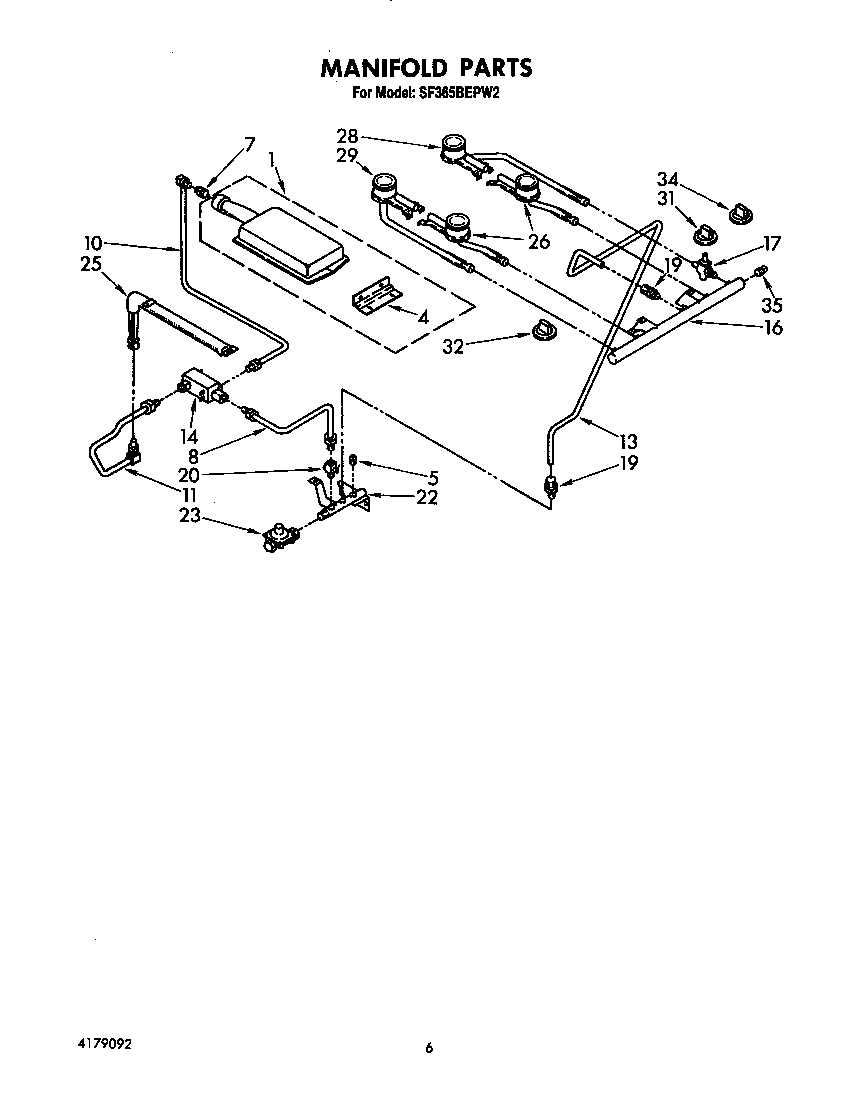 Whirlpool SF365BEPW2 manifold diagram