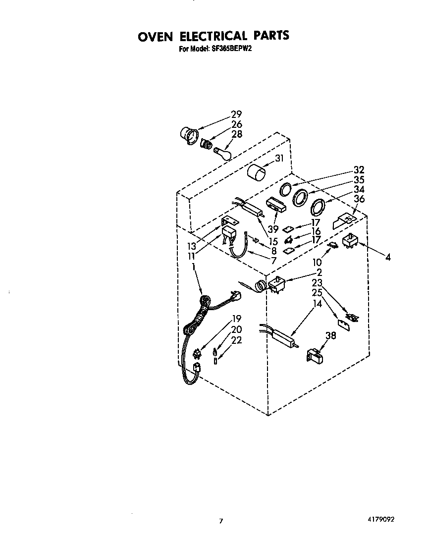Whirlpool SF365BEPW2 oven electrical diagram