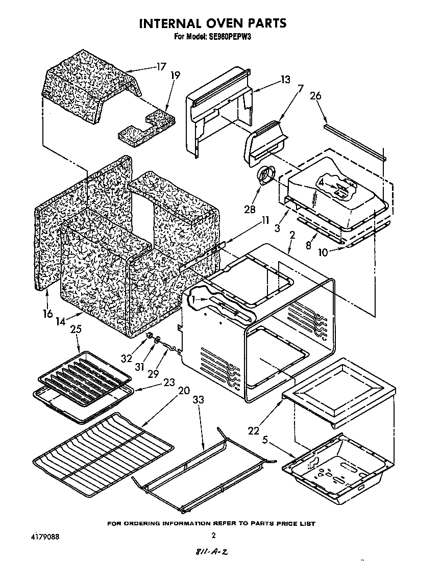 Whirlpool SE960PEPW3 internal oven diagram