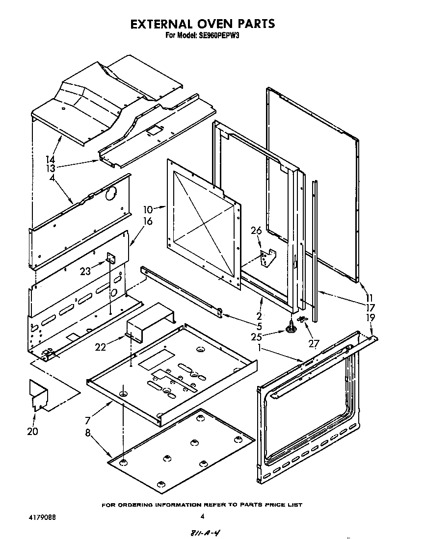 Whirlpool SE960PEPW3 external oven diagram