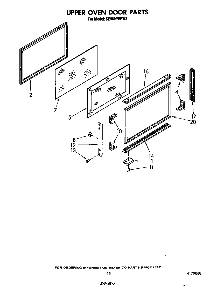 Whirlpool SE960PEPW3 upper oven door diagram