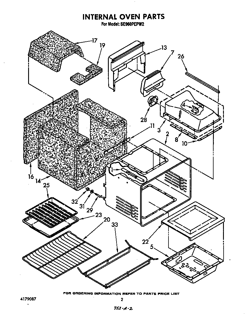Whirlpool SE960PEPW2 internal oven diagram