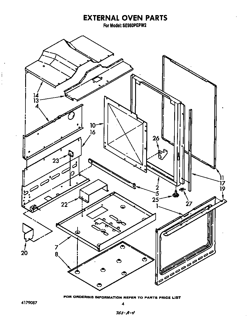Whirlpool SE960PEPW2 external oven diagram