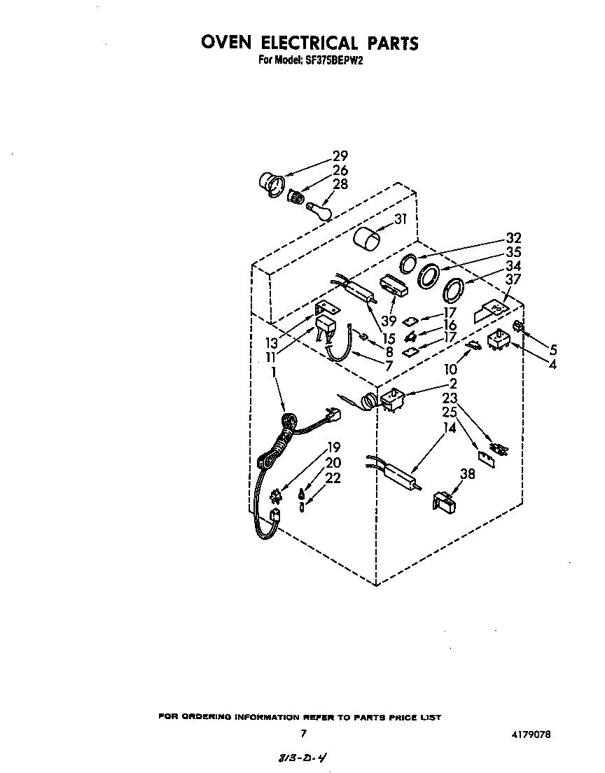 Whirlpool SF375BEPW2 oven electrical diagram
