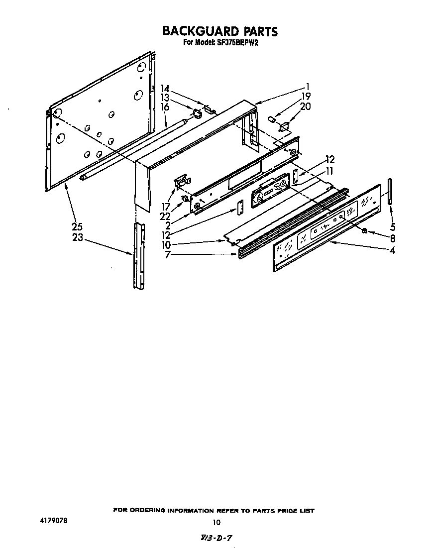 Whirlpool SF375BEPW2 backguard diagram