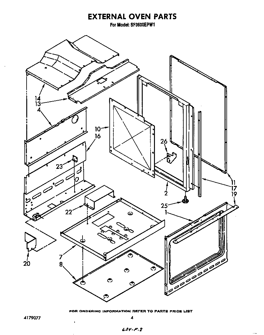 Whirlpool SF3600EPW1 external oven diagram