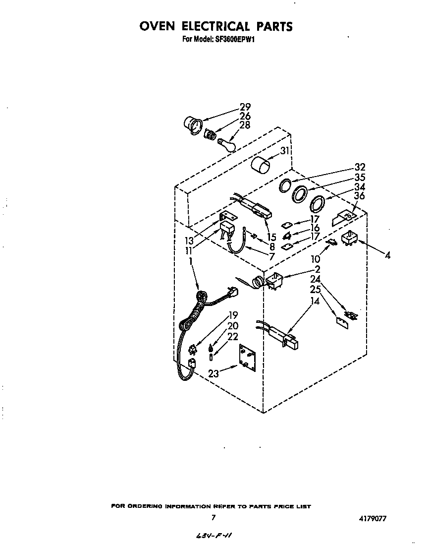 Whirlpool SF3600EPW1 oven electrical diagram