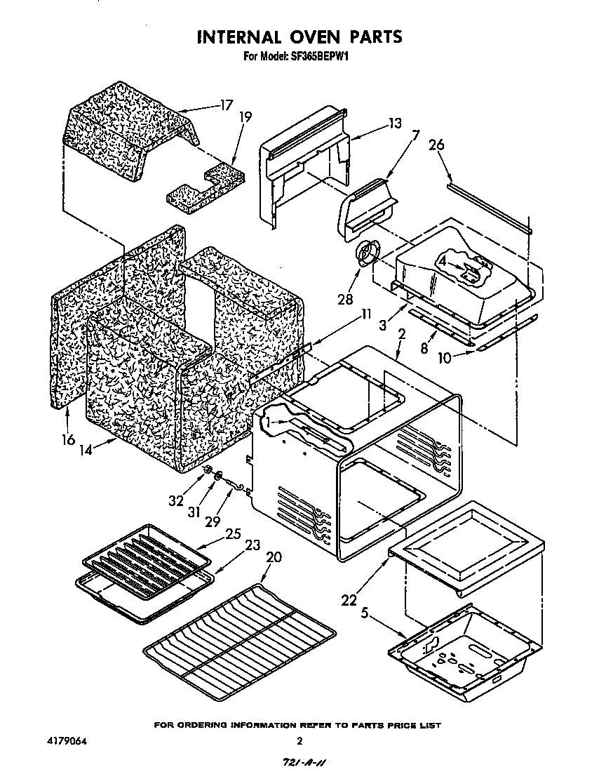 Whirlpool SF365BEPW1 internal oven diagram