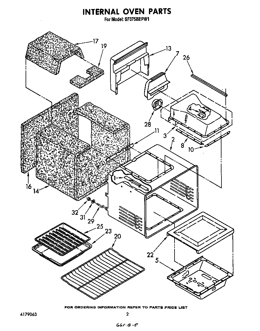 Whirlpool SF375BEPW1 internal oven diagram