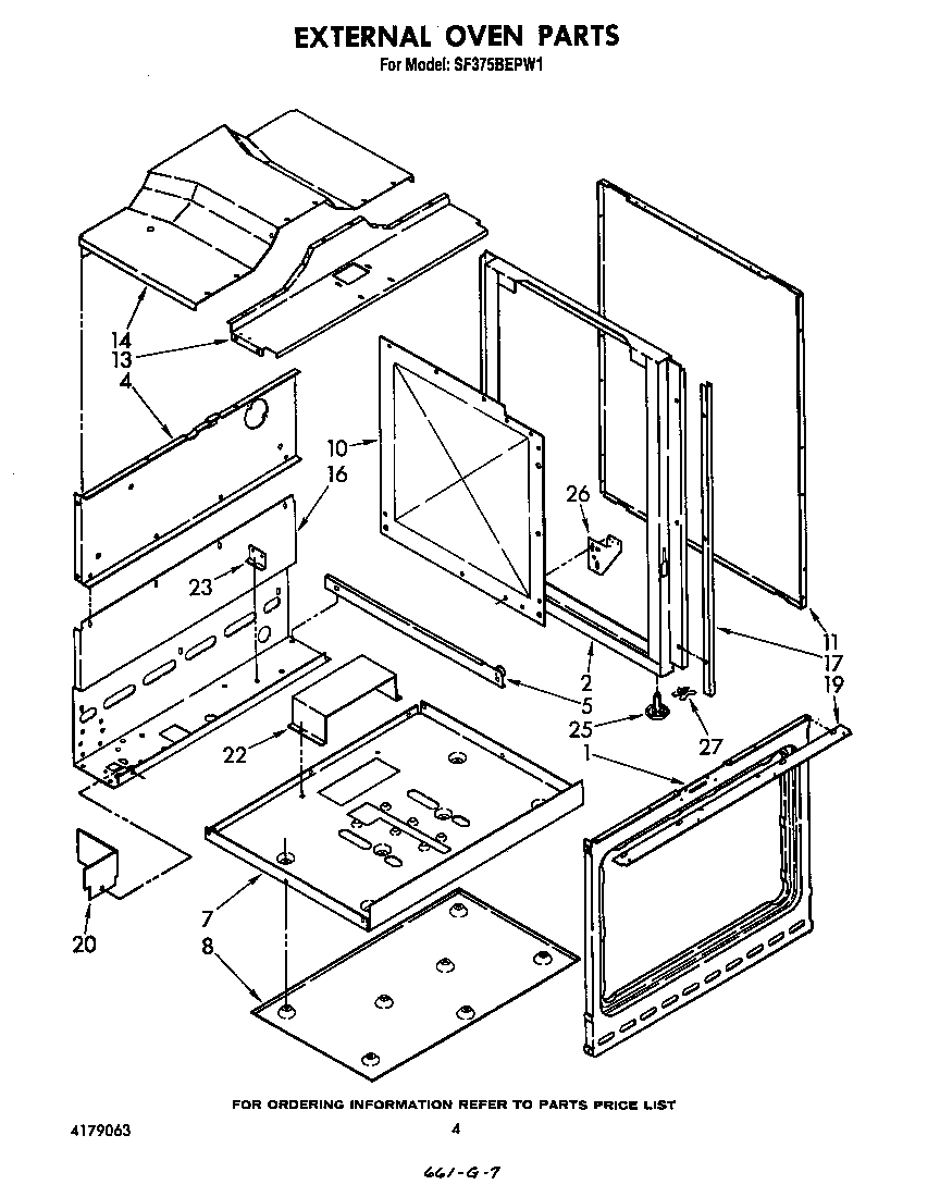 Whirlpool SF375BEPW1 external oven diagram