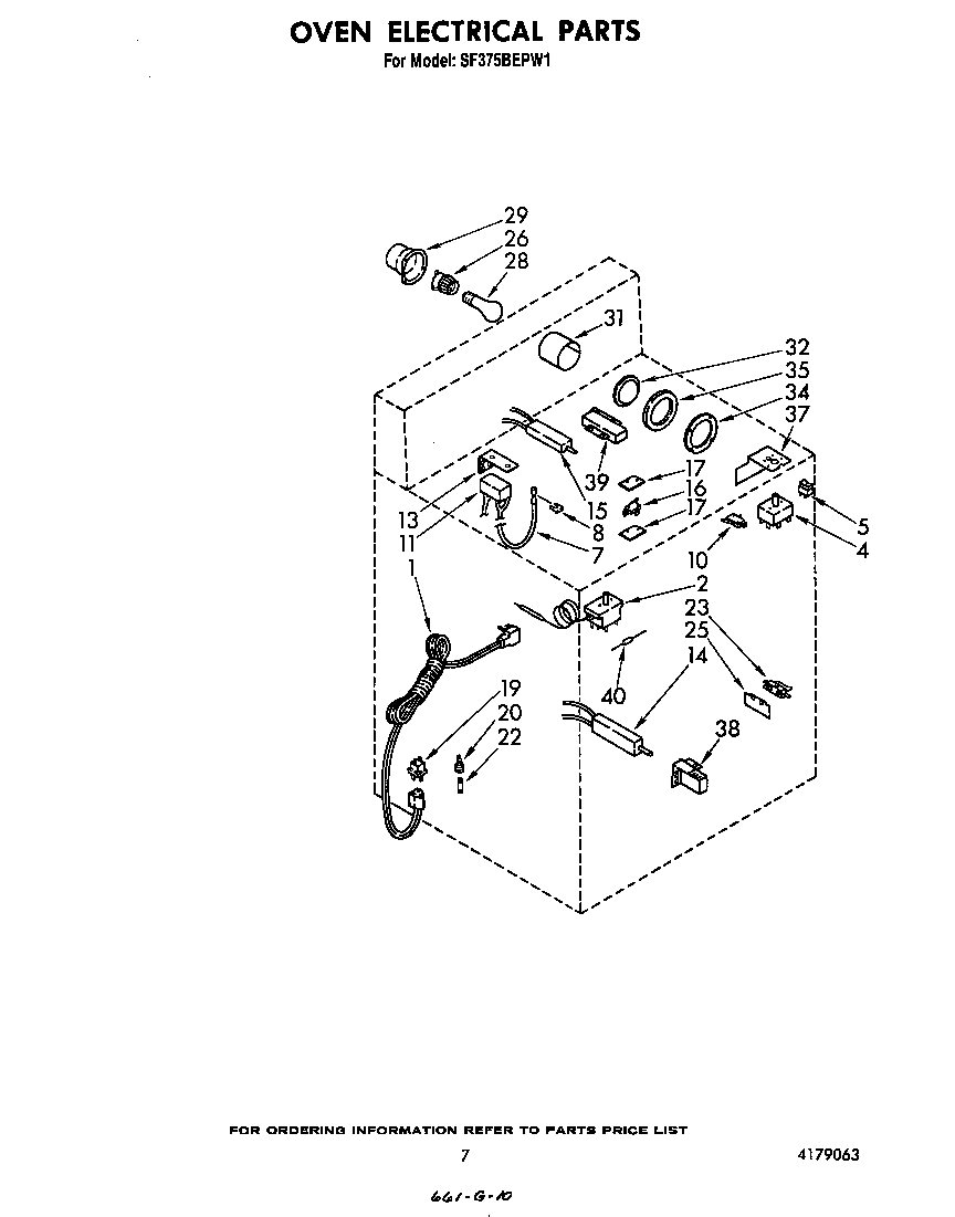 Whirlpool SF375BEPW1 oven electrical diagram